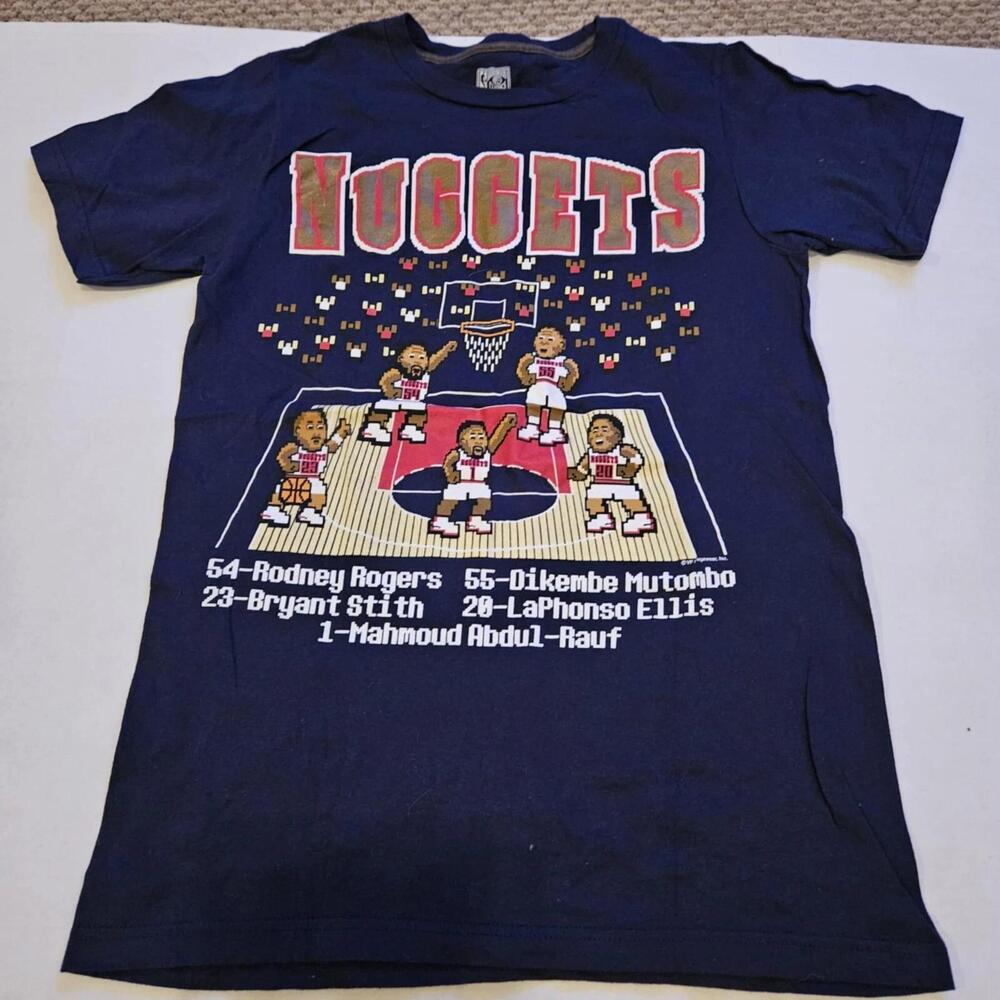 Denver Nuggets Shirt Adult Small Navy Blue Basketball Nba Majestic Crew Neck Tee